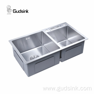 Multifunctional double bowl SUS handmade kitchen sink